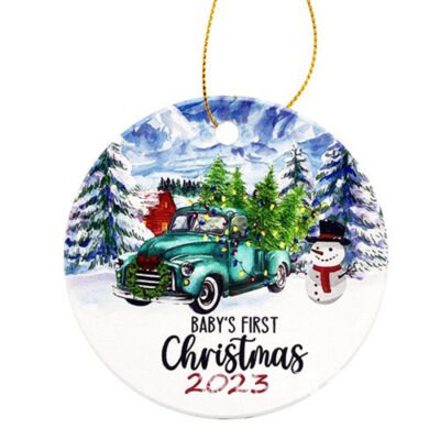 Christmas Round Ceramic Pendant