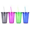 450ml Plastic Beverage Cup w/ Straw - Image 2