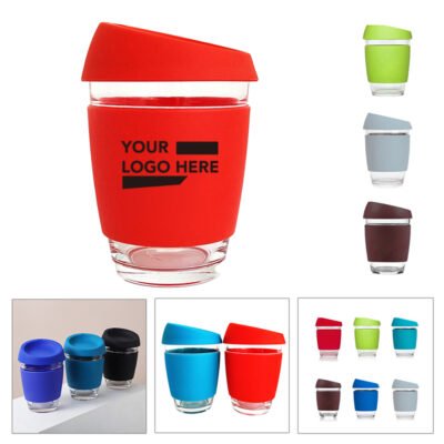 12oz Glass Coffee Cup w/ Sleeve